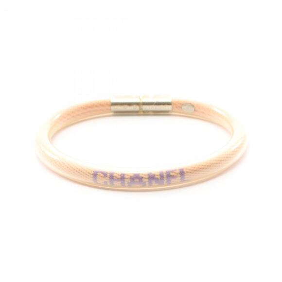 CHANEL Sport Line Logo Tube Bangle Bracelet Rubber Women's Pink